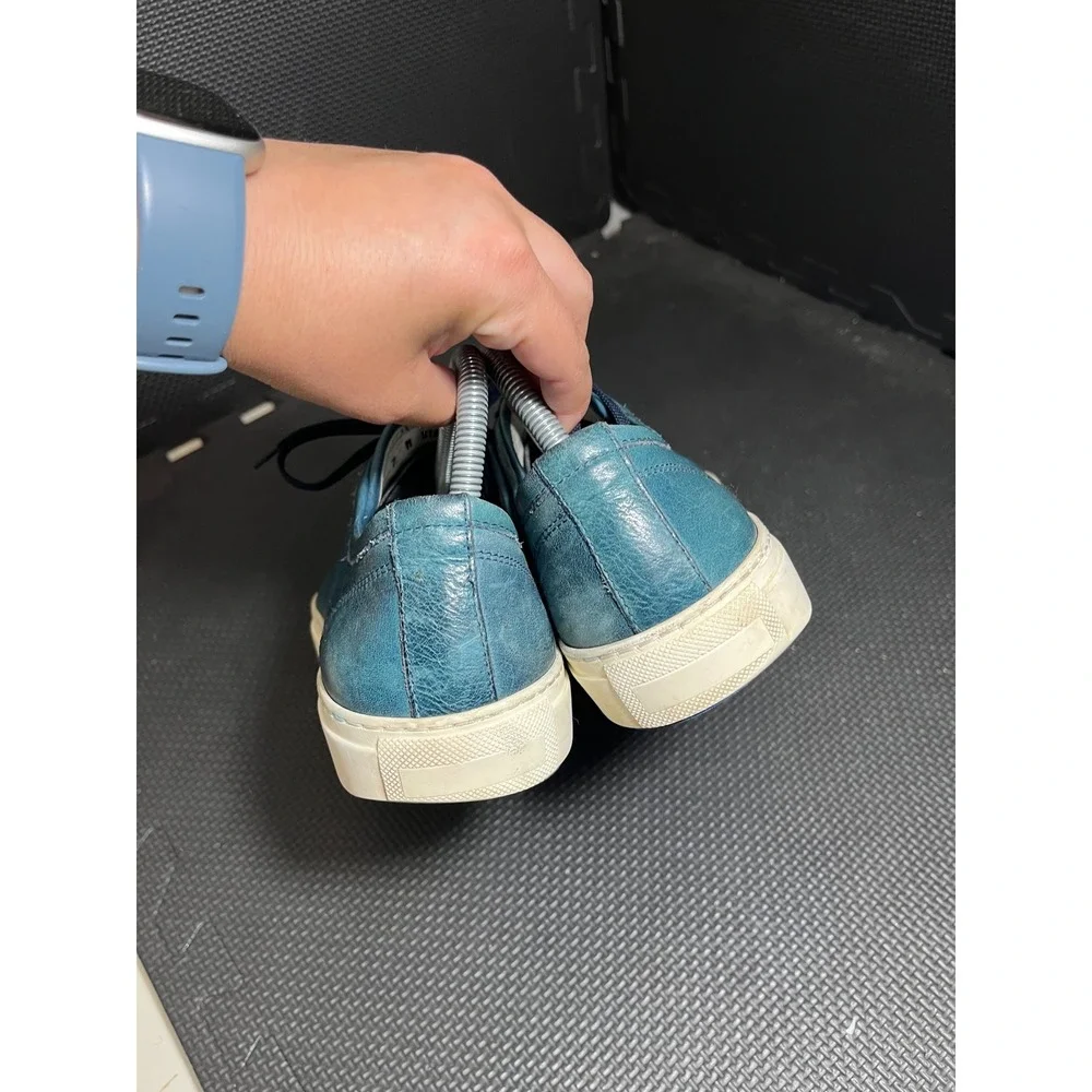Saks Fifth Avenue Men Blue Leather Sneakers STAN 17 Classic Size 7 Made In Italy